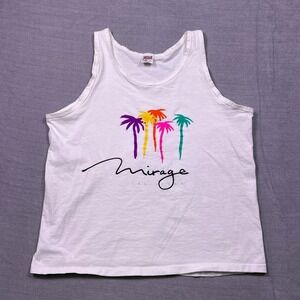 Vintage Anvil Mens Mirage Las Vegas Graphic Tank Top Large Pre Shrunk Cotton USA